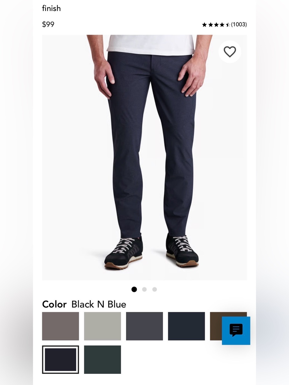 Black & Blue DECEPTR Kuhl Lightweight Pants Stretch/Water-Resistant Finish 40*32